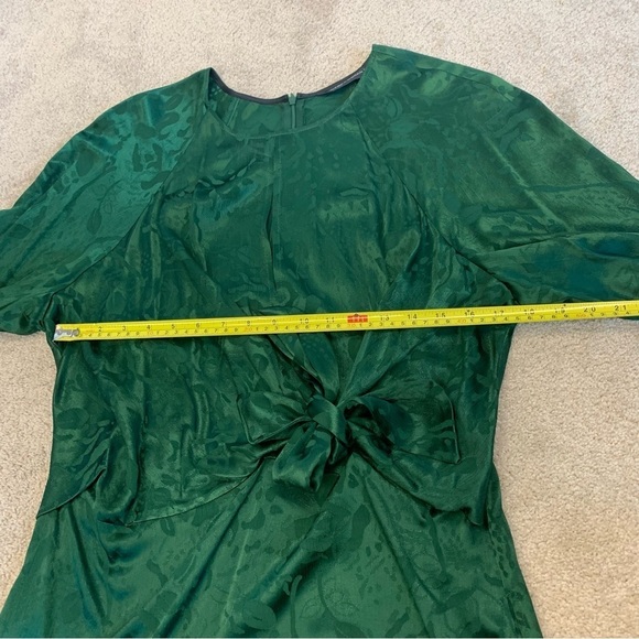 Zara Green Jacquard Front Knot Blouse XL NWOT - Picture 11 of 12